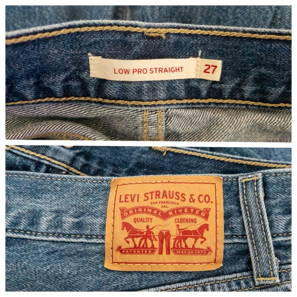 Levi’s Low Pro Straight Denim Jeans 100% Cotton Medium Blue Wash Size 27 x 30/31 - Picture 6 of 10